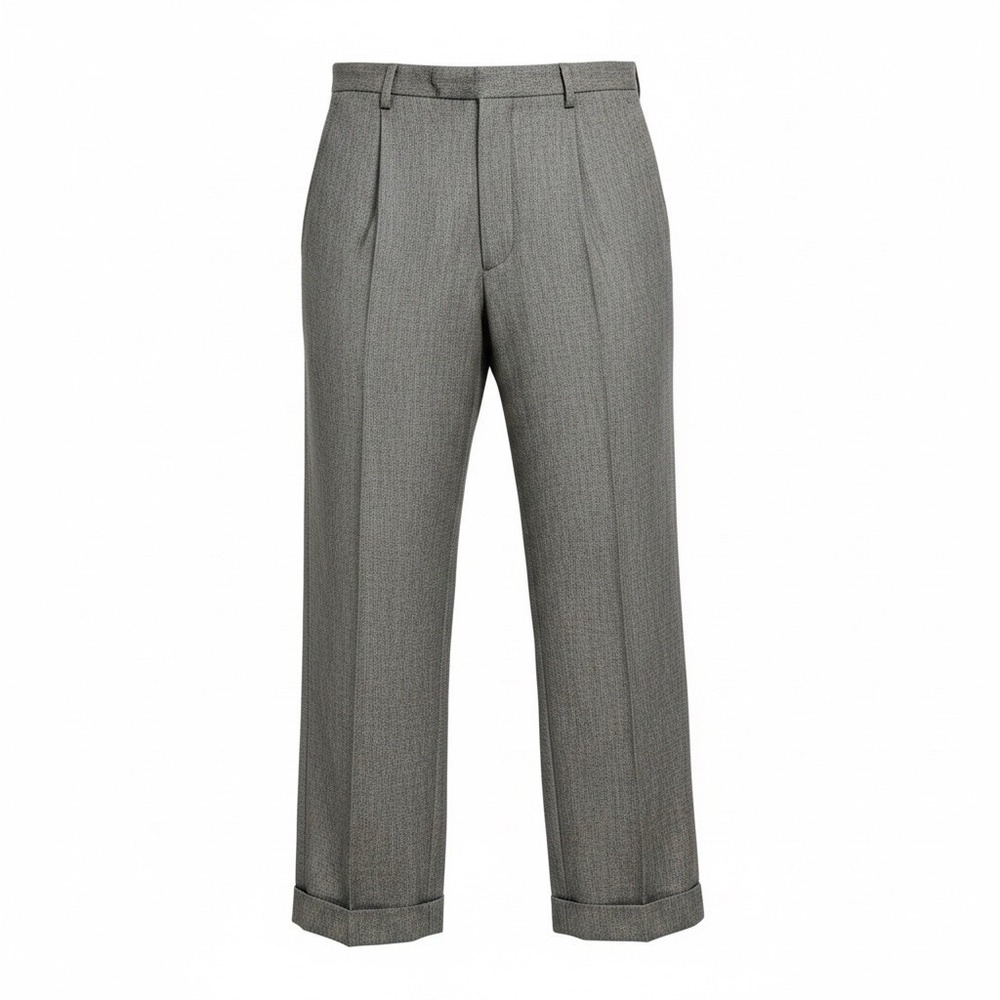 VTG Polo Ralph Lauren Linen Cotton Herringbone Pleated Cuffed Trousers 34x32
